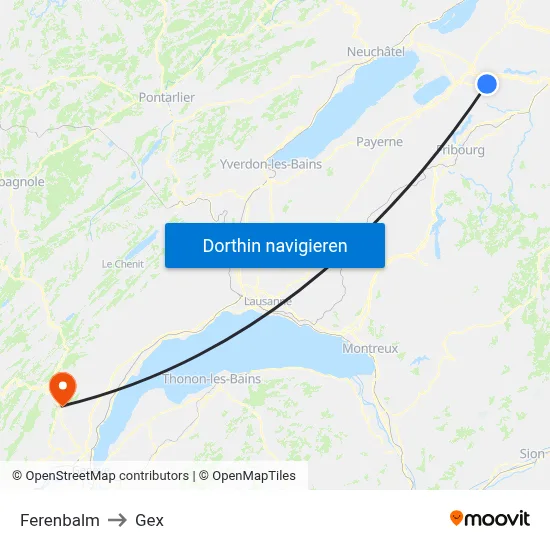 Ferenbalm to Gex map