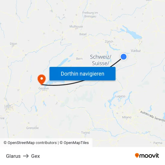 Glarus to Gex map