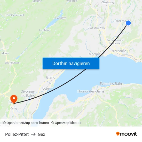 Poliez-Pittet to Gex map