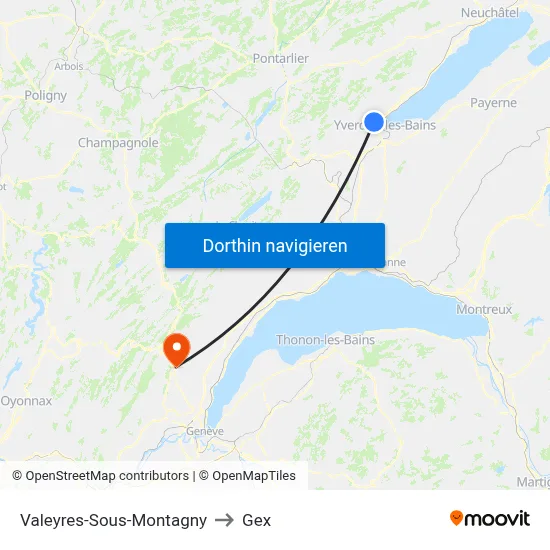 Valeyres-Sous-Montagny to Gex map
