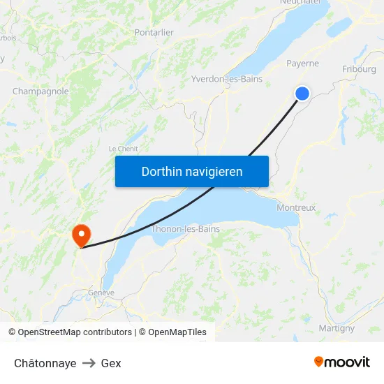 Châtonnaye to Gex map