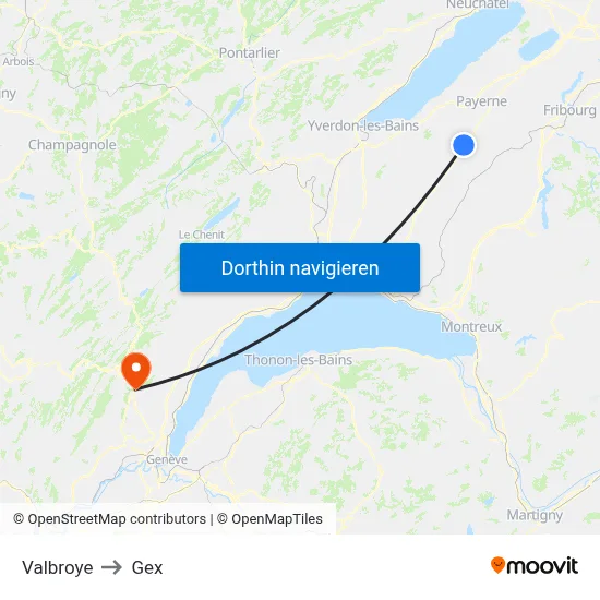 Valbroye to Gex map