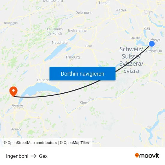Ingenbohl to Gex map