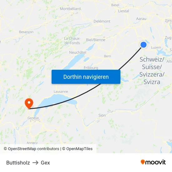 Buttisholz to Gex map