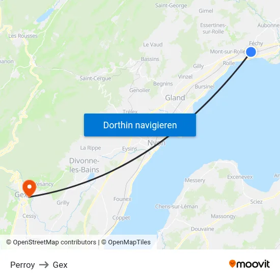Perroy to Gex map