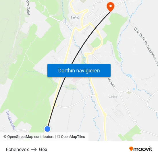 Échenevex to Gex map