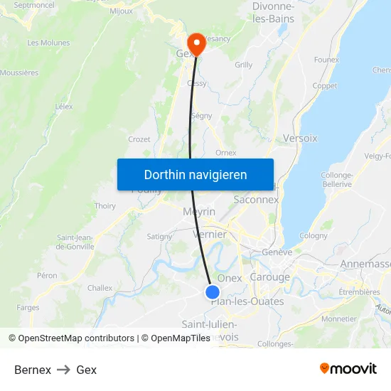 Bernex to Gex map