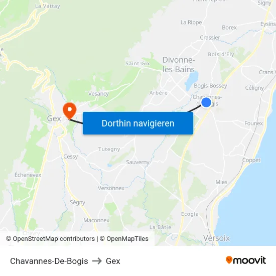 Chavannes-De-Bogis to Gex map