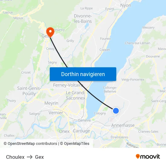 Choulex to Gex map