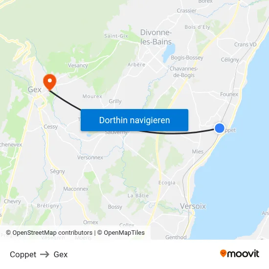 Coppet to Gex map