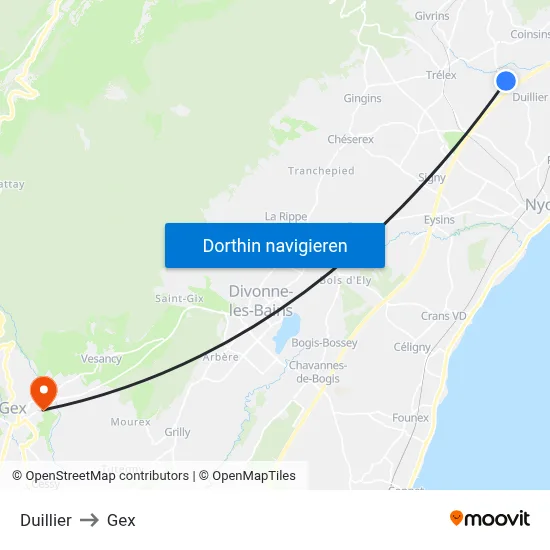 Duillier to Gex map