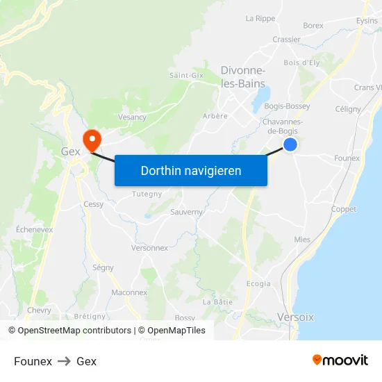 Founex to Gex map