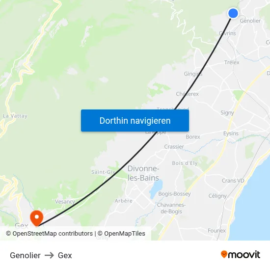 Genolier to Gex map