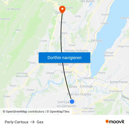 Perly-Certoux to Gex map