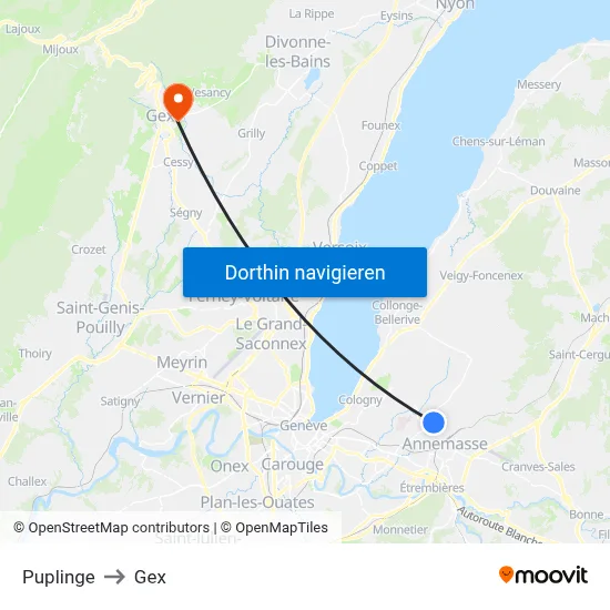 Puplinge to Gex map