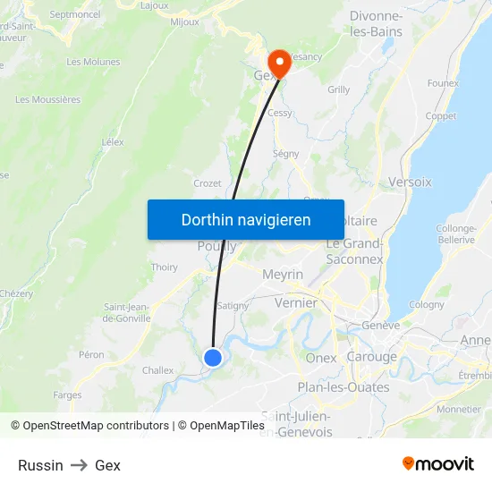 Russin to Gex map