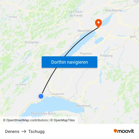 Denens to Tschugg map