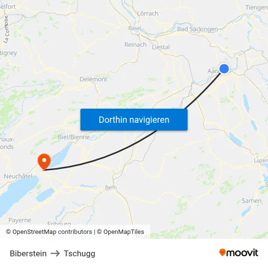 Biberstein to Tschugg map