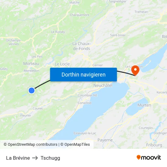 La Brévine to Tschugg map