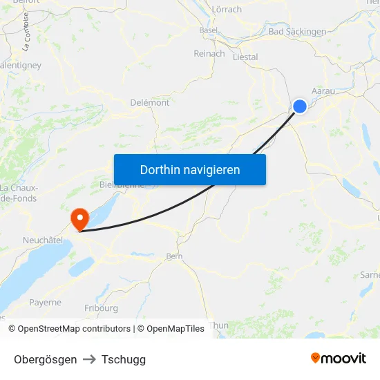 Obergösgen to Tschugg map