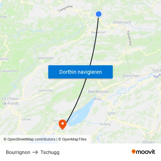 Bourrignon to Tschugg map