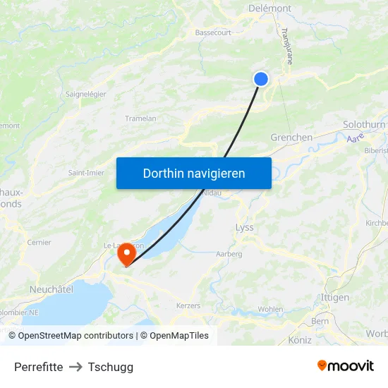 Perrefitte to Tschugg map
