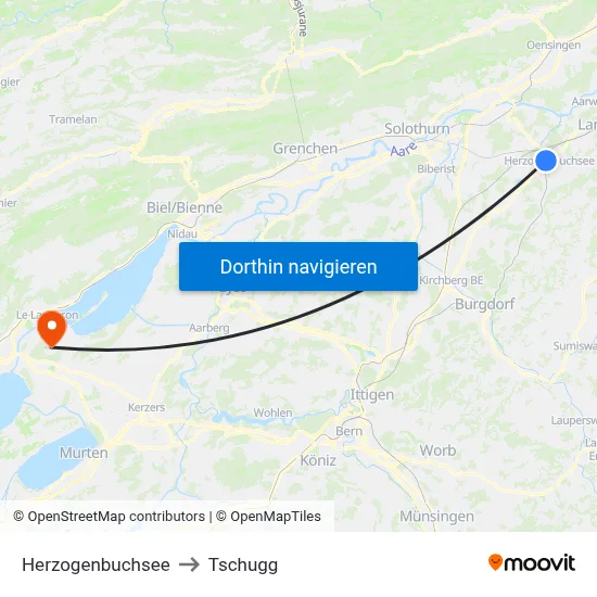 Herzogenbuchsee to Tschugg map