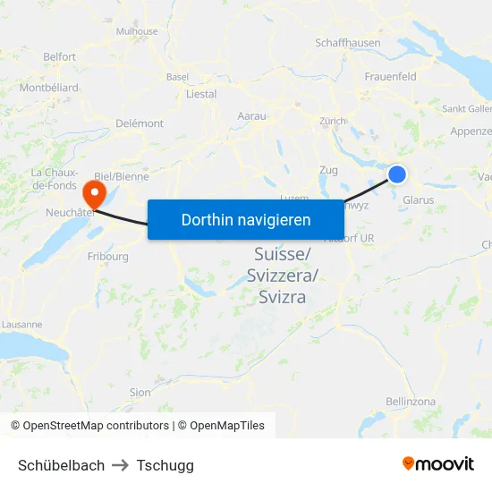 Schübelbach to Tschugg map