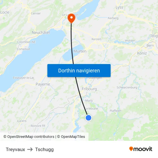 Treyvaux to Tschugg map