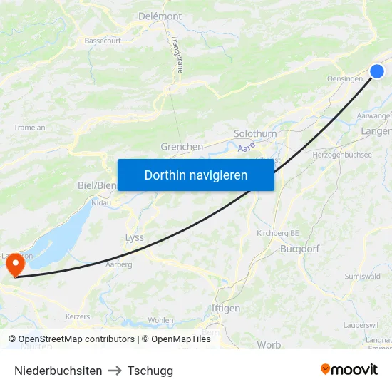 Niederbuchsiten to Tschugg map
