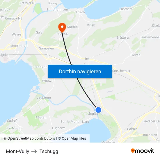 Mont-Vully to Tschugg map