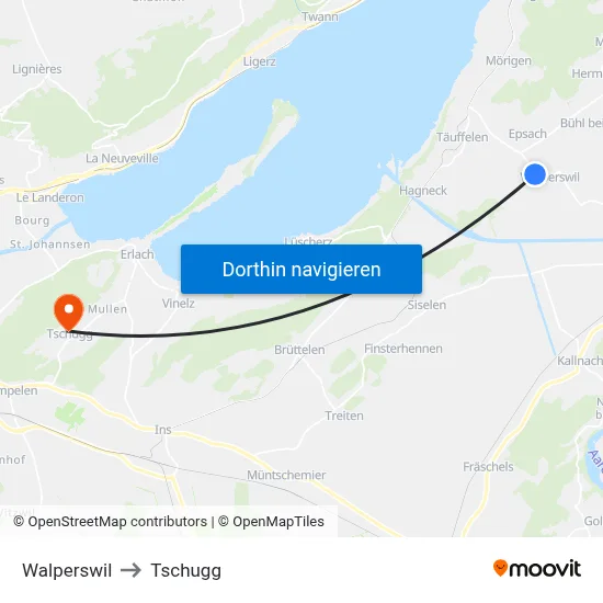 Walperswil to Tschugg map