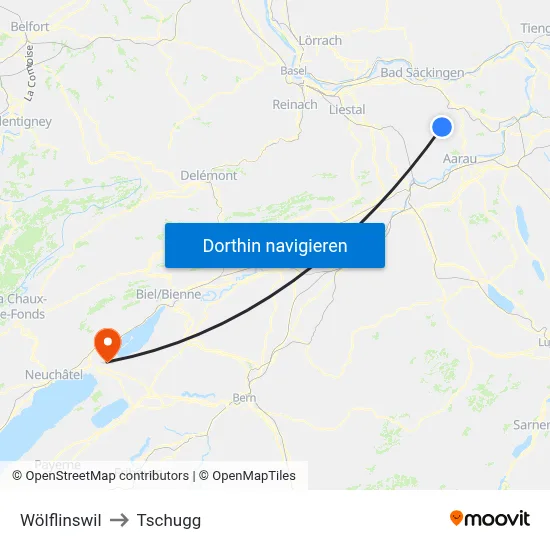 Wölflinswil to Tschugg map