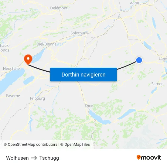 Wolhusen to Tschugg map