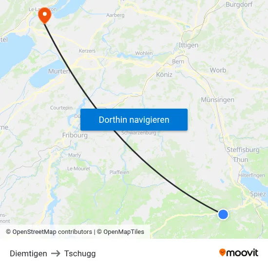 Diemtigen to Tschugg map