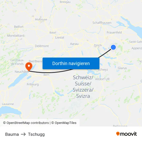 Bauma to Tschugg map