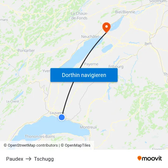 Paudex to Tschugg map