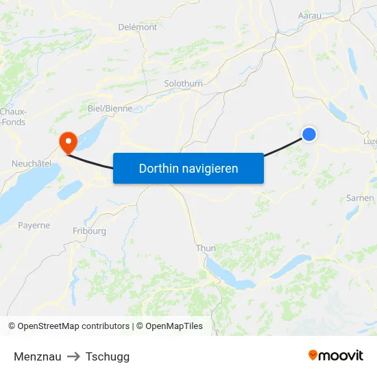 Menznau to Tschugg map