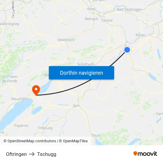 Oftringen to Tschugg map