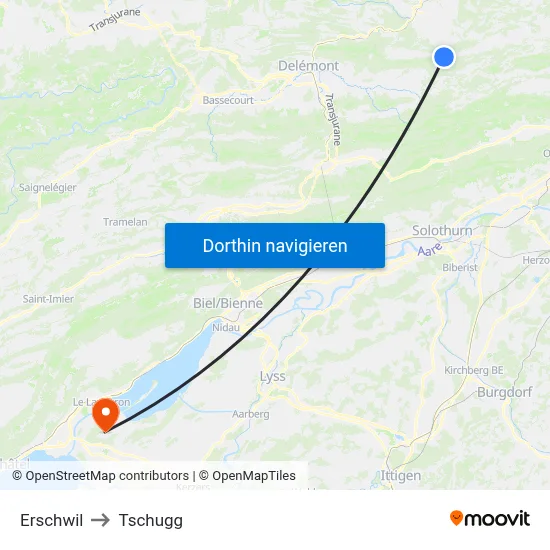 Erschwil to Tschugg map