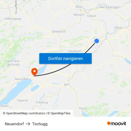 Neuendorf to Tschugg map