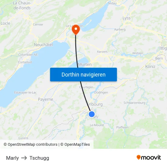 Marly to Tschugg map