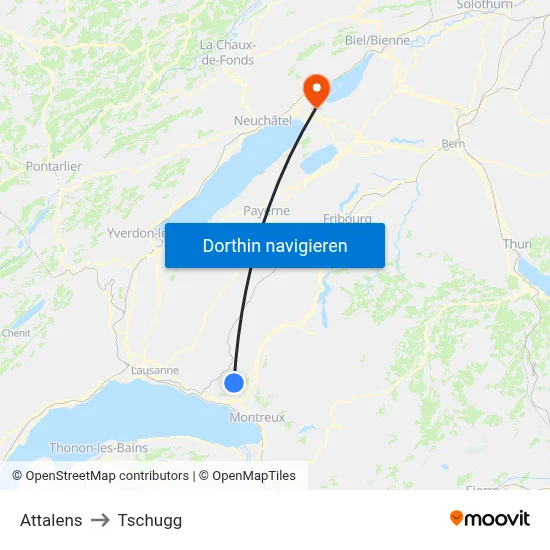 Attalens to Tschugg map