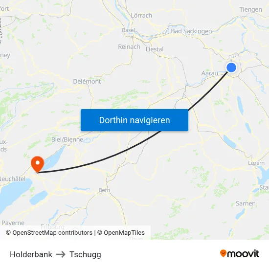 Holderbank to Tschugg map
