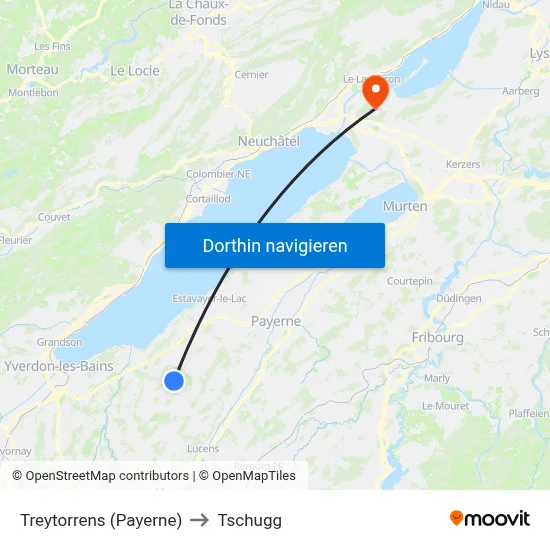 Treytorrens (Payerne) to Tschugg map