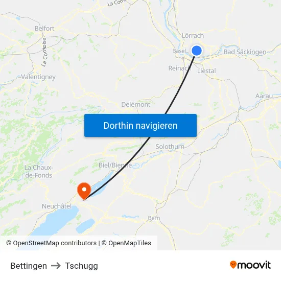 Bettingen to Tschugg map