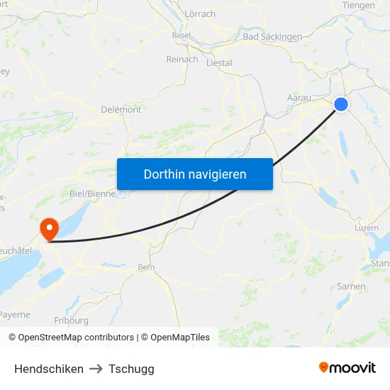 Hendschiken to Tschugg map