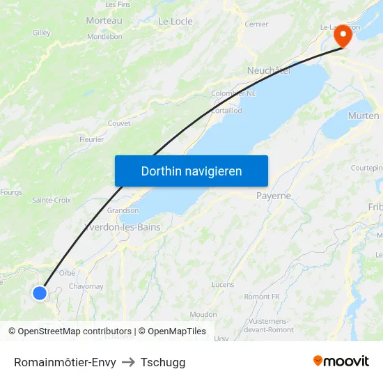 Romainmôtier-Envy to Tschugg map