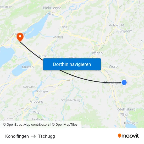 Konolfingen to Tschugg map