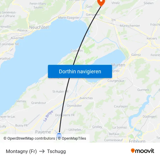 Montagny (Fr) to Tschugg map